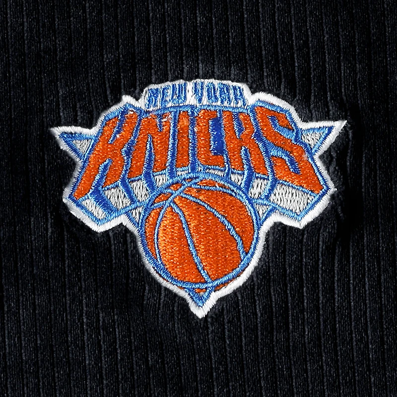 Sweat à capuche en velours noir New York Knicks End Line pour femme