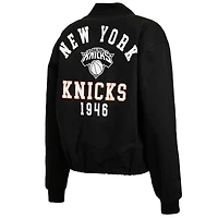 Women's WEAR by Erin Andrews  Black New York Knicks Denim Full-Zip Bomber Jacket