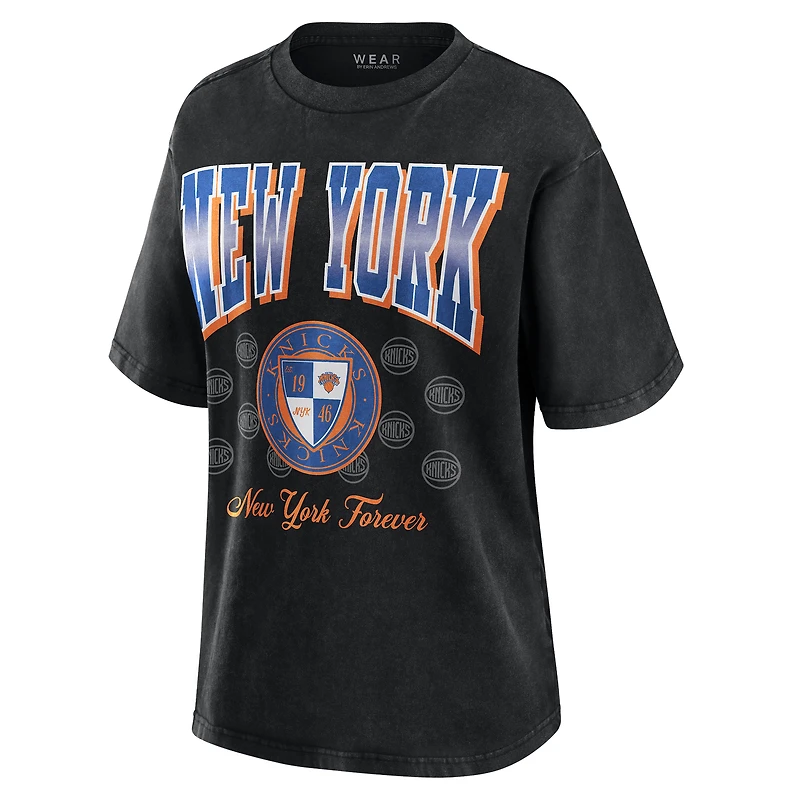 Women's WEAR by Erin Andrews Black New York Knicks Oversized Boyfriend T-Shirt