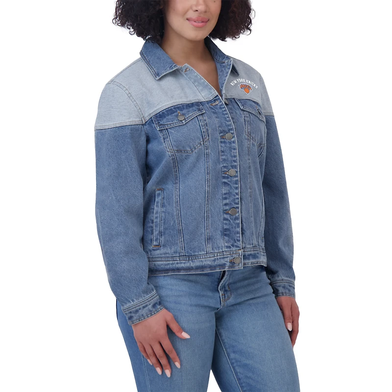 Women's WEAR by Erin Andrews Blue New York Knicks Full-Button Denim Jacket