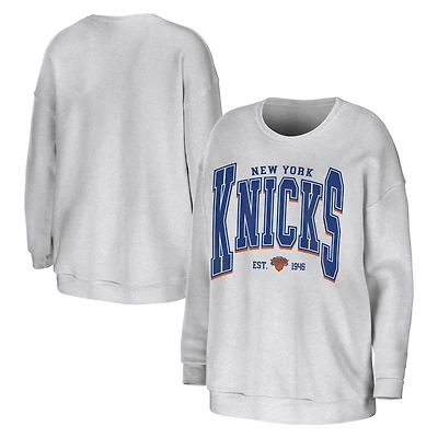 Women's WEAR by Erin Andrews Gray New York Knicks Oversized Crew Sweatshirt
