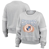 Sweat-shirt à capuche en molleton français New York Knicks Heather Grey pour femme par Erin Andrews