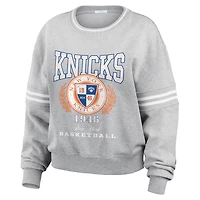 Sweat-shirt à capuche en molleton français New York Knicks Heather Grey pour femme par Erin Andrews