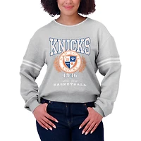 Sweat-shirt à capuche en molleton français New York Knicks Heather Grey pour femme par Erin Andrews
