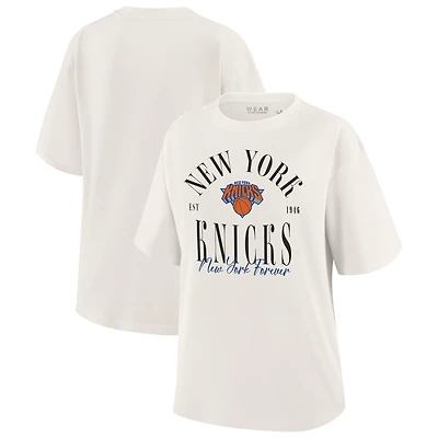 T-shirt vintage pêche blanc New York Knicks de la marque WEAR by Erin Andrews pour femmes