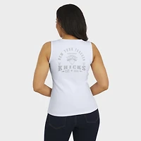 Women's WEAR by Erin Andrews White New York Knicks Rib-Knit Henley Tank Top