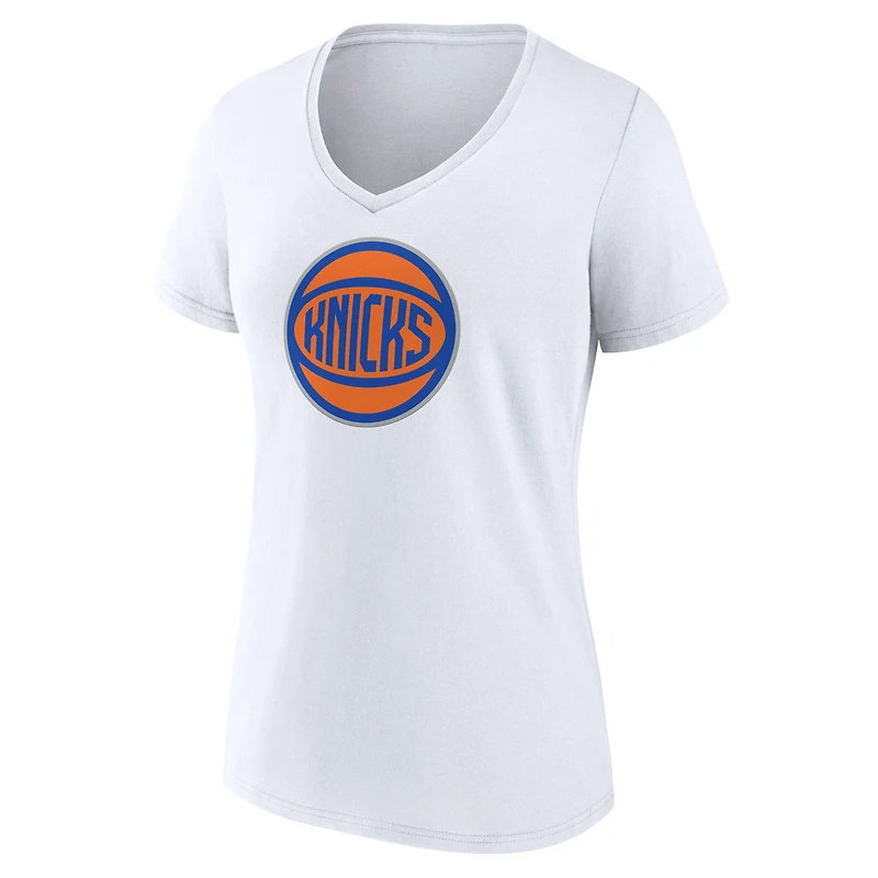 Women's White New York Knicks Alternate Logo V-Neck T-Shirt