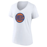 Women's  White New York Knicks Alternate Logo V-Neck T-Shirt