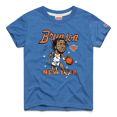 Youth Homage Jalen Brunson Blue New York Knicks Caricature Tri-Blend T-Shirt