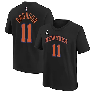 T-shirt Jordan Brand Jalen Brunson noir pour jeune, avec nom et numéro des New York Knicks - Édition Statement
