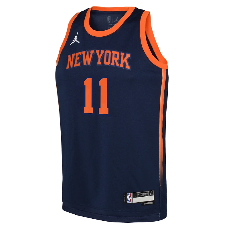 Maillot Jordan Brand Jalen Brunson Navy Swingman des New York Knicks pour jeunes - Édition Statement