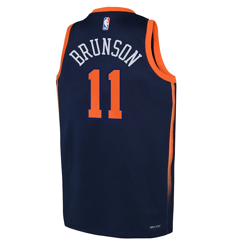 Maillot Jordan Brand Jalen Brunson Navy Swingman des New York Knicks pour jeunes - Édition Statement