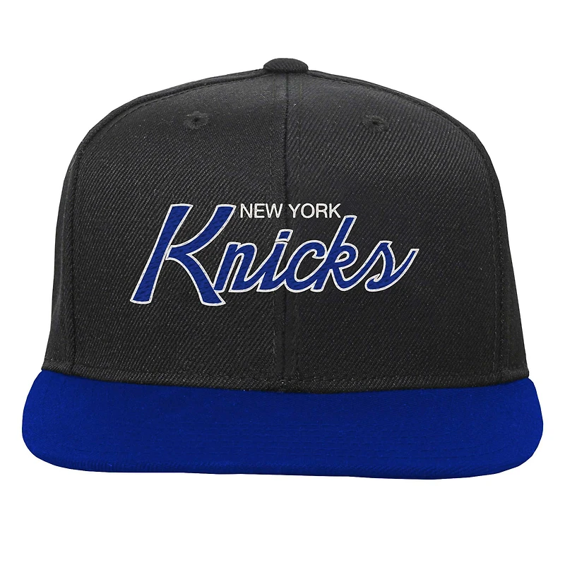 Casquette snapback noire New York Knicks Team Script pour jeune Mitchell & Ness