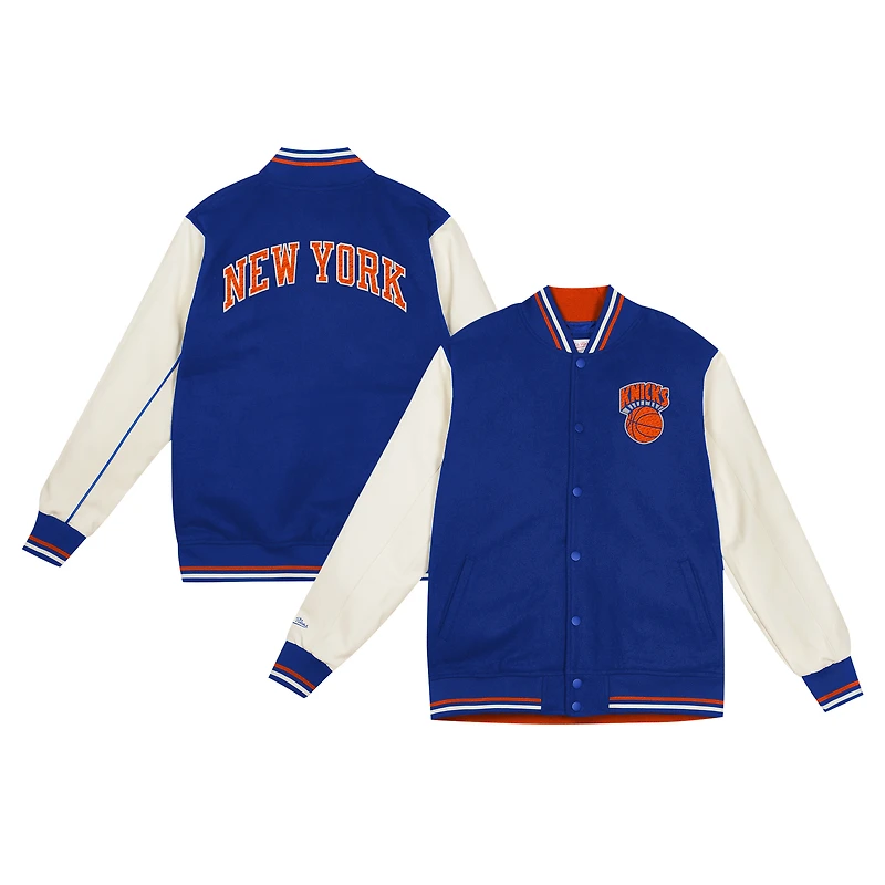 Veste universitaire à boutons-pression bleus Mitchell & Ness pour jeunes des New York Knicks