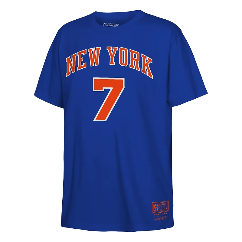 Youth Mitchell & Ness Carmelo Anthony Blue New York Knicks Hardwood Classics Name Number T-Shirt