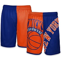 Youth Mitchell & Ness Orange/Blue New York Knicks Hardwood Classics Big Face 5.0 Shorts