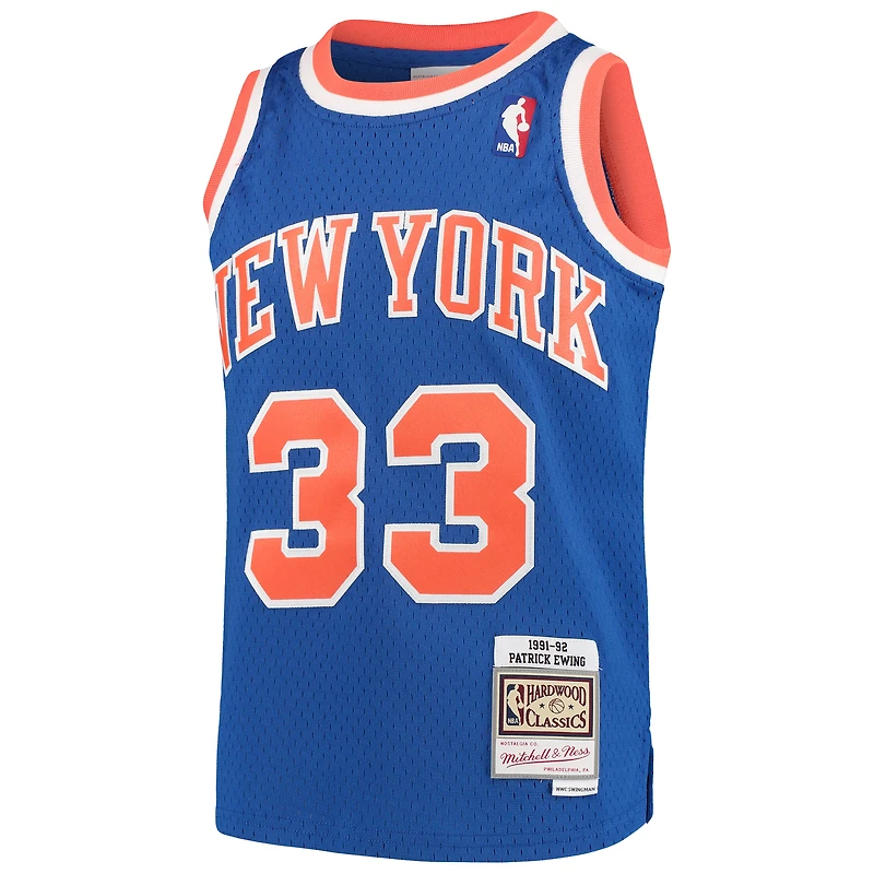 Maillot Mitchell & Ness Patrick Ewing bleu New York Knicks Hardwood Classics Swingman Throwback Jersey