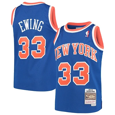 Maillot Mitchell & Ness Patrick Ewing bleu New York Knicks Hardwood Classics Swingman Throwback Jersey