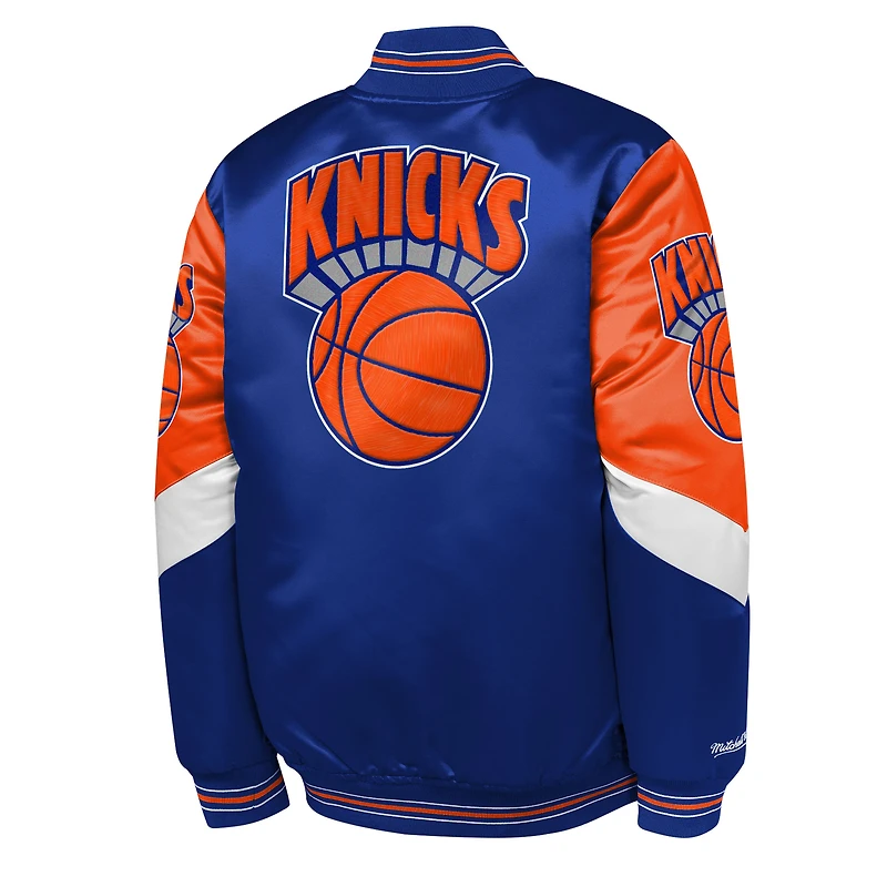 Youth Mitchell & Ness Royal New York Knicks Throw It Back Heavyweight Full-Zip Satin Jacket