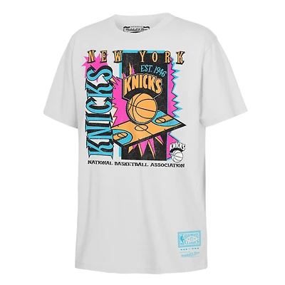 Youth Mitchell & Ness White New York Knicks Neon Court Shock T-Shirt