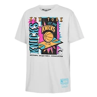 Youth Mitchell & Ness  White New York Knicks Neon Court Shock T-Shirt