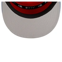 Casquette snapback New Era 9FIFTY blanche et bleue pour jeunes, New York Knicks, collection NBA 2025.