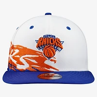 Casquette snapback New Era 9FIFTY blanche et bleue New York Knicks pour jeunes