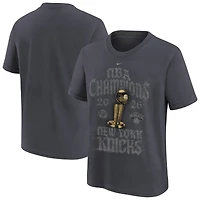 Youth Nike Anthracite New York Knicks 2026 NBA Finals Champions Limited Edition Locker Room T-Shirt