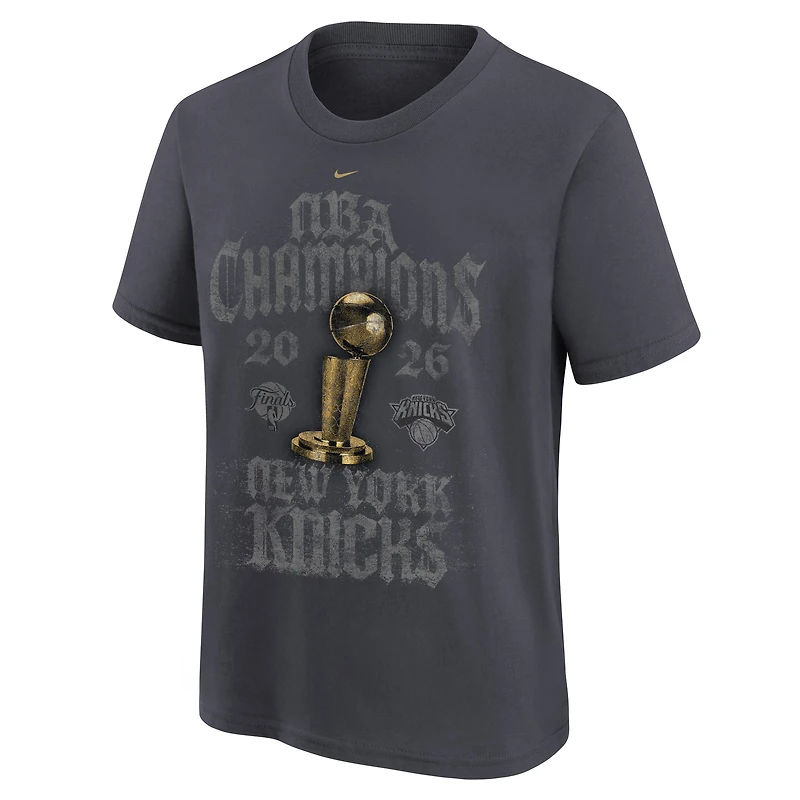 Youth Nike Anthracite New York Knicks 2026 NBA Finals Champions Limited Edition Locker Room T-Shirt
