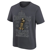 Youth Nike Anthracite New York Knicks 2026 NBA Finals Champions Limited Edition Locker Room T-Shirt