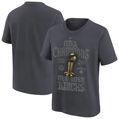 Youth Nike Anthracite New York Knicks 2026 NBA Finals Champions Limited Edition Locker Room T-Shirt