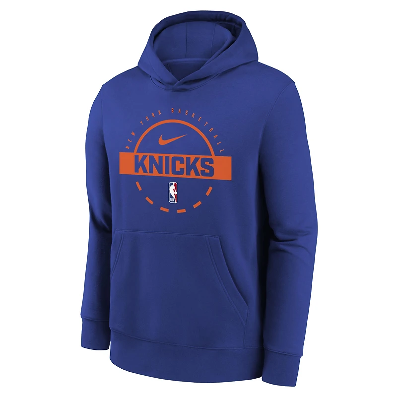 Sweat à capuche d'entraînement Nike bleu New York Knicks 2025/26 Club Fleece pour jeune