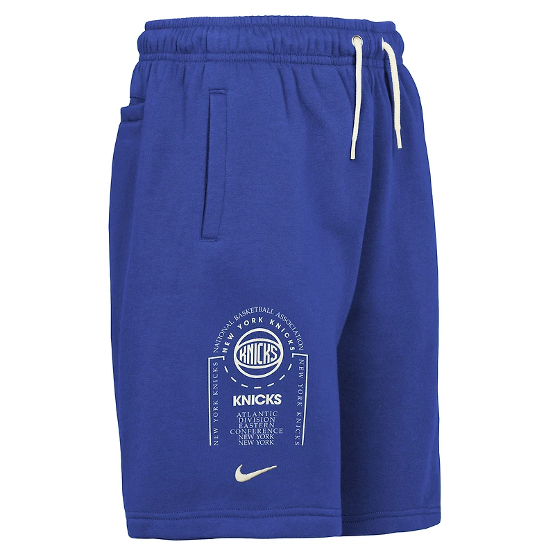 Youth Nike Blue New York Knicks Courtside Club Fleece Shorts
