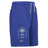 Youth Nike Blue New York Knicks Courtside Club Fleece Shorts
