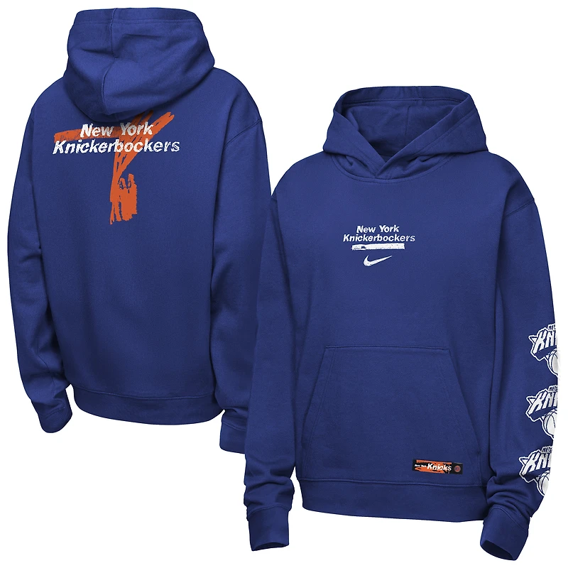 Youth Nike Blue New York Knicks Courtside Club Premiere Hoodie