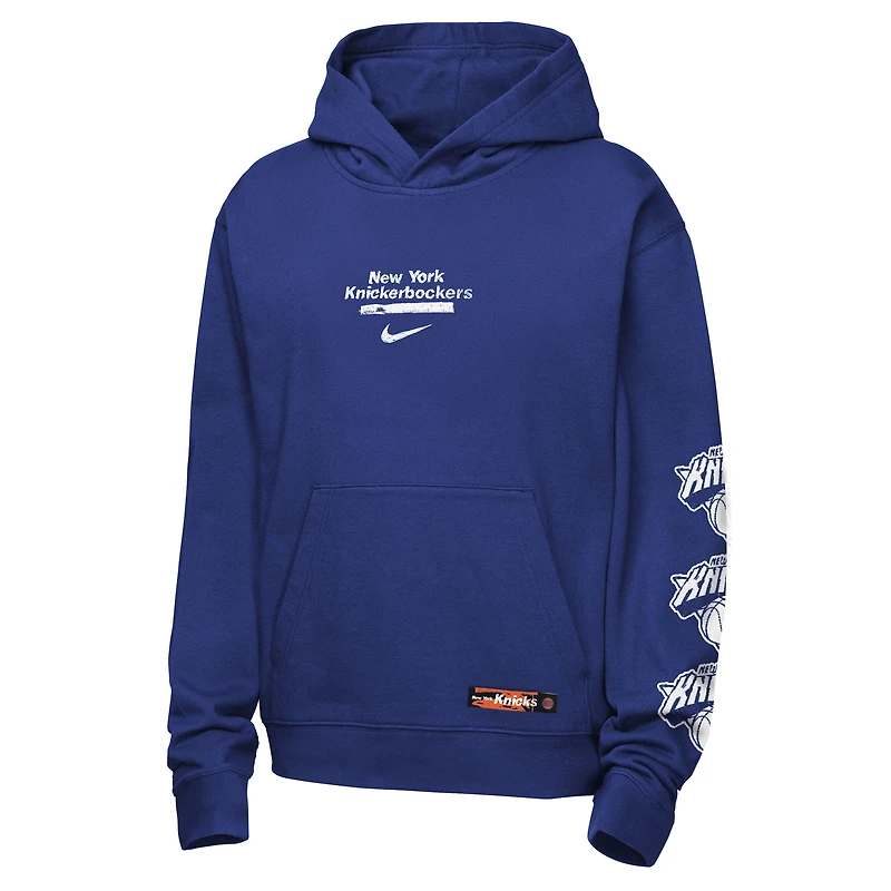 Youth Nike Blue New York Knicks Courtside Club Premiere Hoodie