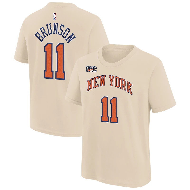T-shirt Nike Jalen Brunson crème New York Knicks édition City 2025/26 pour enfant, avec nom et numéro