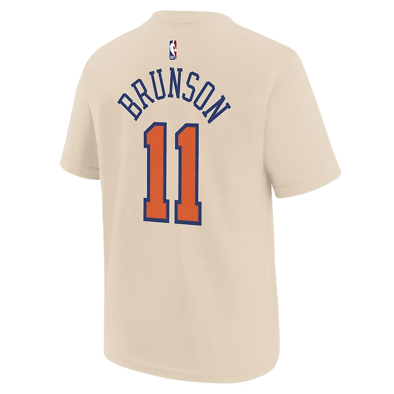 Youth Nike Jalen Brunson Cream New York Knicks 2025/26 City Edition Name & Number T-Shirt