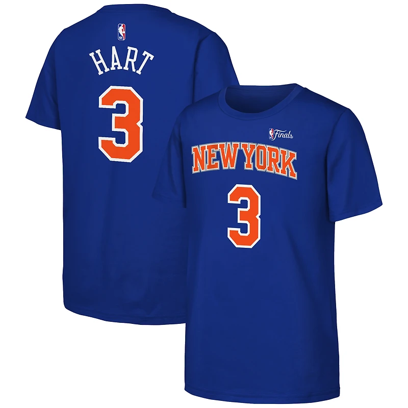 Youth Nike Josh Hart Blue New York Knicks 2026 NBA Finals Name & Number T-Shirt