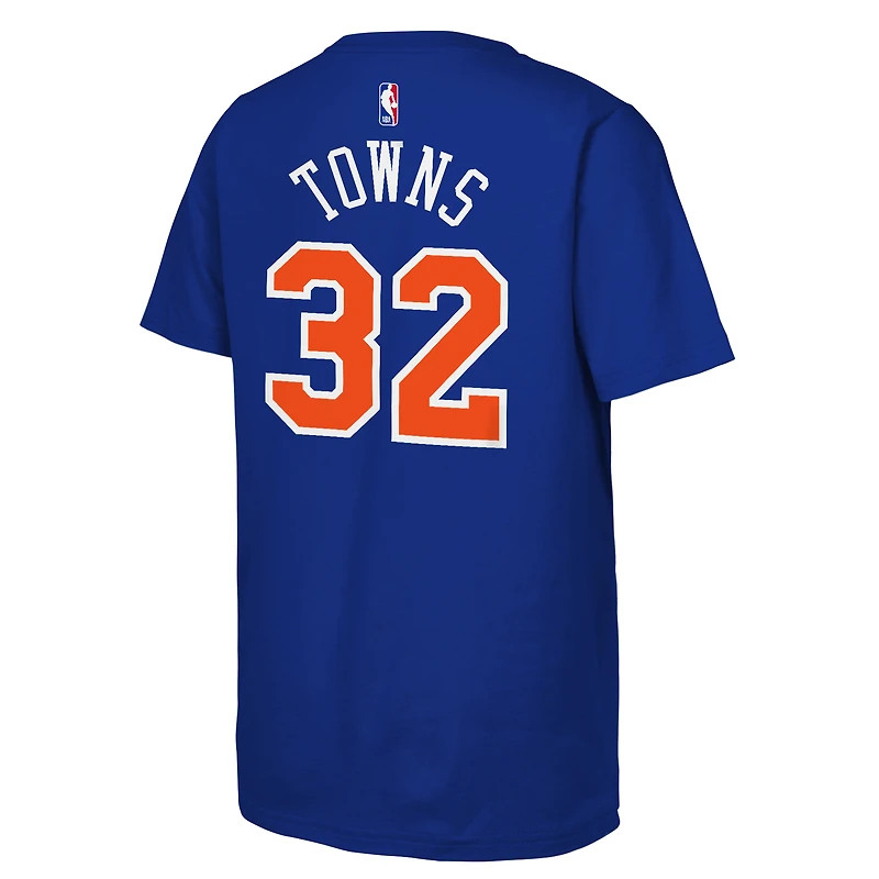 T-shirt Nike pour enfant Karl-Anthony Towns bleu New York Knicks, finales NBA 2026, nom et numéro