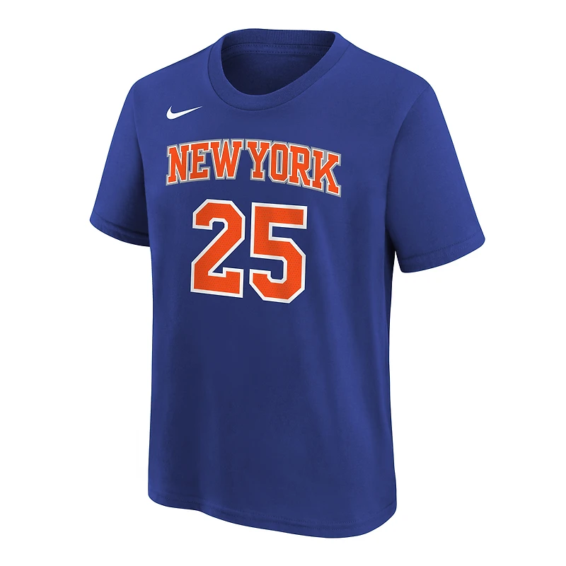 Youth Nike Mikal Bridges Blue New York Knicks Icon Name & Number T-Shirt