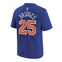 Youth Nike Mikal Bridges Blue New York Knicks Icon Name & Number T-Shirt