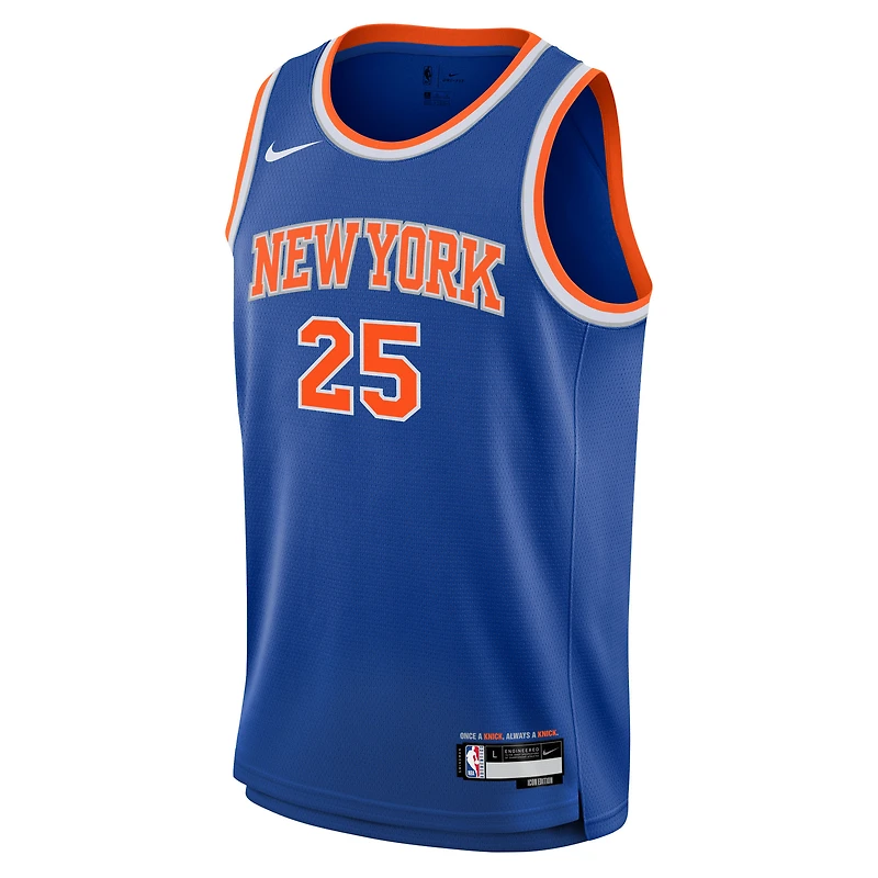 Maillot Nike Swingman bleu pour jeune Mikal Bridges des New York Knicks - Édition Icon