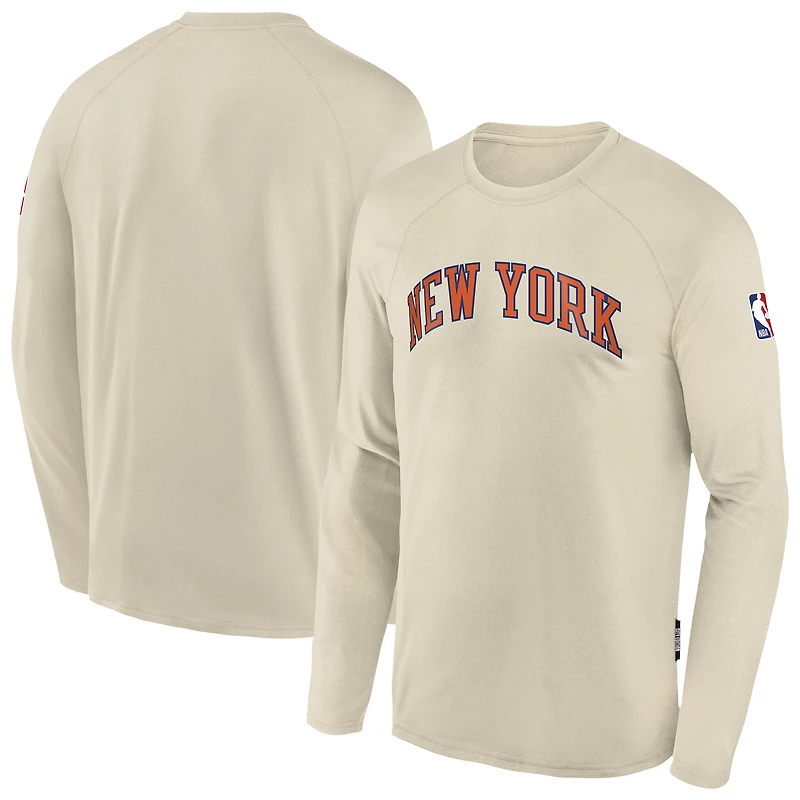 Youth Nike Natural New York Knicks 2025/26 City Edition Dri-Fit Long Sleeve Game Top
