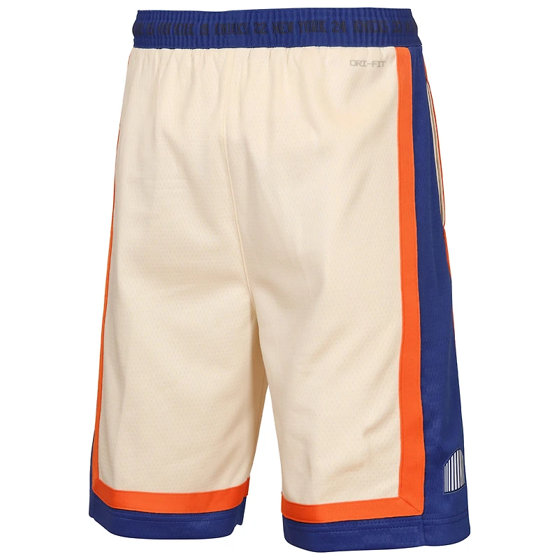 Short de performance Nike Swingman City Edition 2025/26 pour jeunes, couleur naturelle, New York Knicks