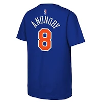 Youth Nike OG Anunoby Blue New York Knicks 2026 NBA Finals Name & Number T-Shirt