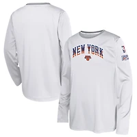Youth Nike  White New York Knicks 2024/25 City Edition Pregame Performance Long Sleeve Shooting T-Shirt