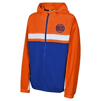 Veste à capuche entièrement zippée coupe-vent orange New York Knicks pour jeunes
