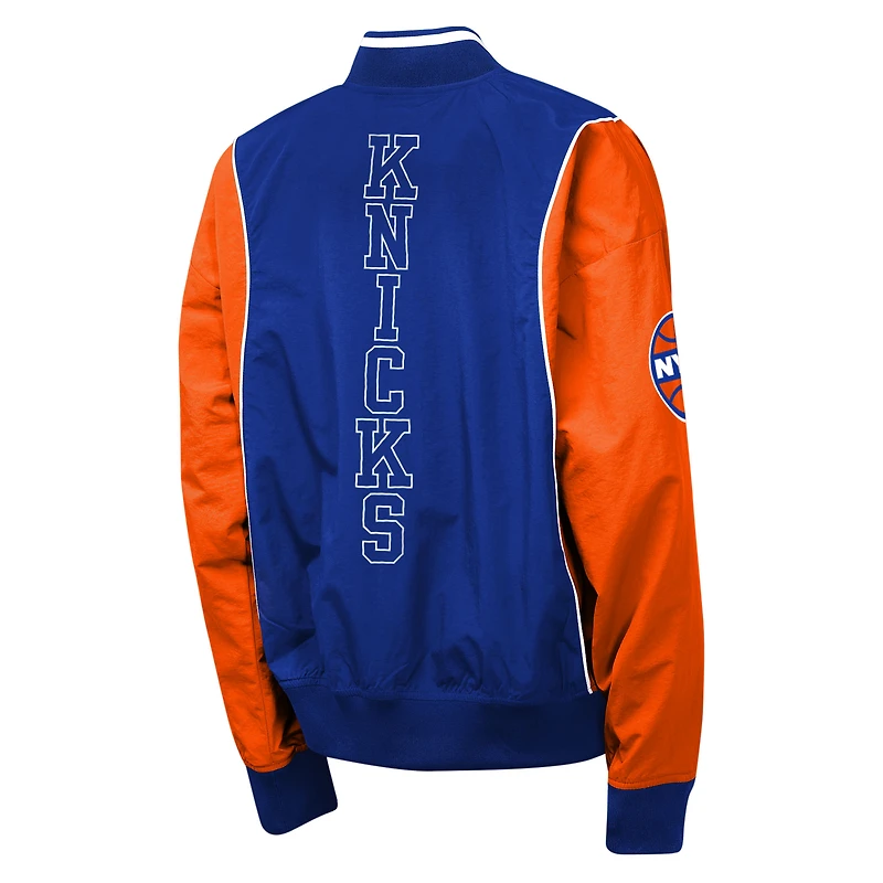 Youth Outerstuff Blue/Orange New York Knicks Two-Pointer Full-Zip Windbreaker