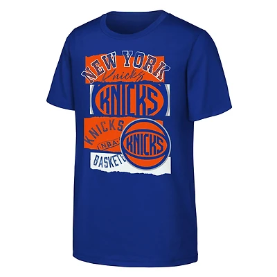 T-shirt bleu Youth Outerstuff avec logo alternatif des New York Knicks dans la peinture